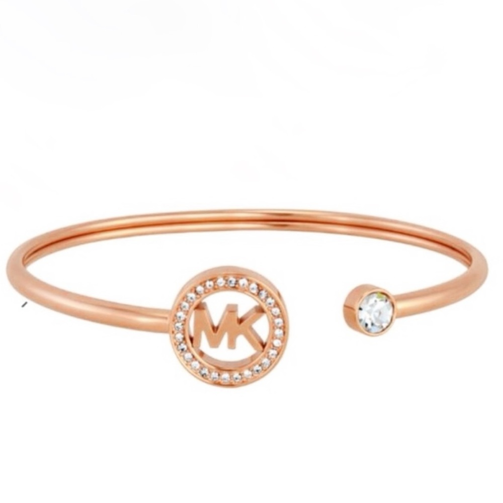 $78 Michael Kors Flex Fit Logo Cuff Bracelet Rose